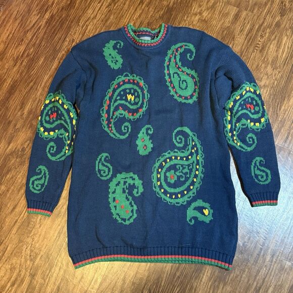 Lizwear Sweaters - Lizwear Vintage Women’s Sweater Medium Blue Paisley Print